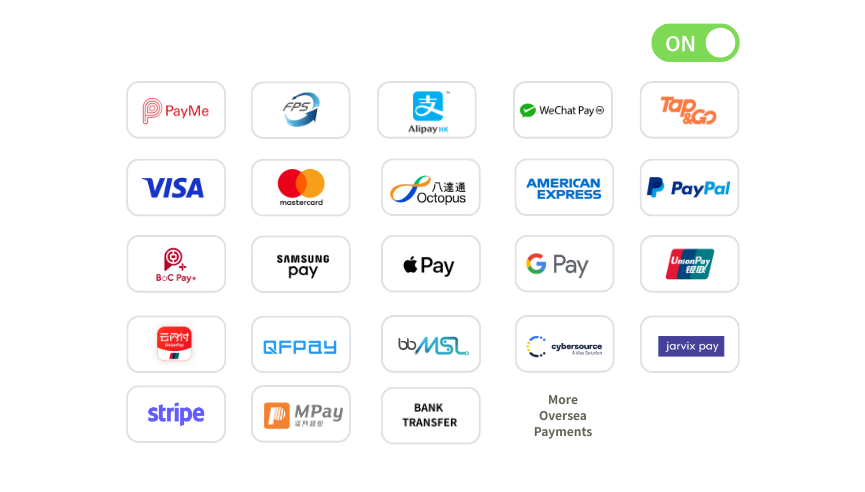 支援本地+跨境多種收款方式